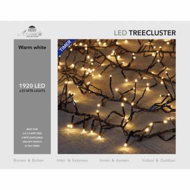 1x clusterverlichting met timer en dimmer 1920 leds warm wit 25 m