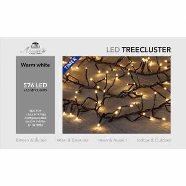 1x clusterverlichting met timer en dimmer 576 leds warm wit 7,5 m