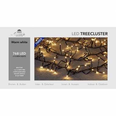 1x clusterverlichting met timer en dimmer 768 leds warm wit 10 m