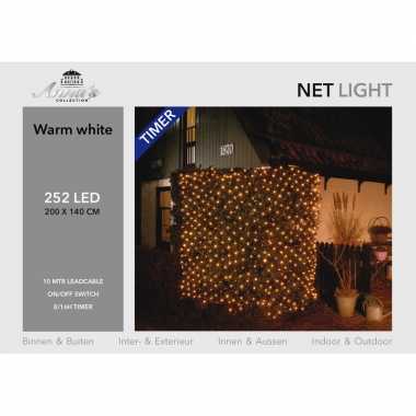 Kerstverlichting lichtnet met timer 252 lampjes warm wit 200 cm