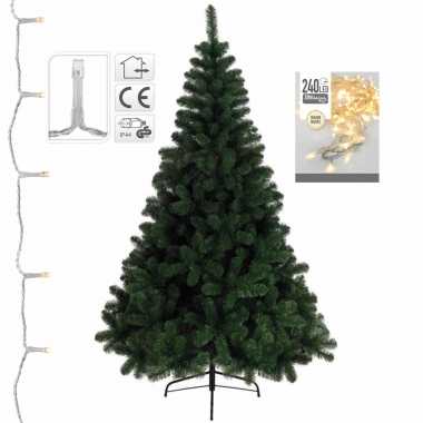 Kunst kerstboom/kunstboom 180 cm inclusief warm witte verlichting