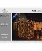 Kerstverlichting lichtnet met timer 252 lampjes warm wit 200 cm