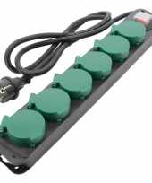 Waterproof stekkerdozen zwart groen 6 voudig 1 5 meter